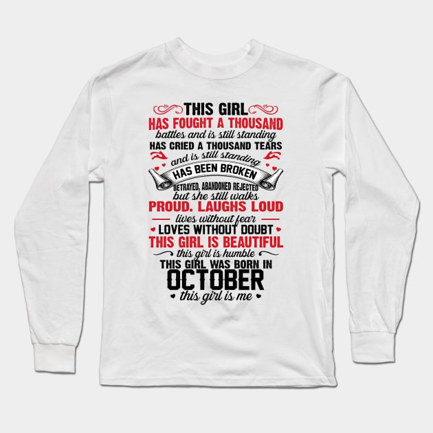 This Girl Was Born In October Long Sleeve T-Shirt by xylalevans